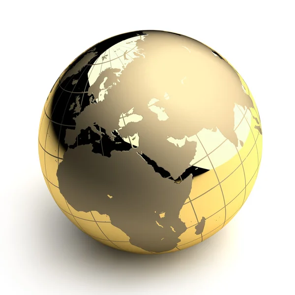 Золотой глобус на белом фоне — стоковое фото
