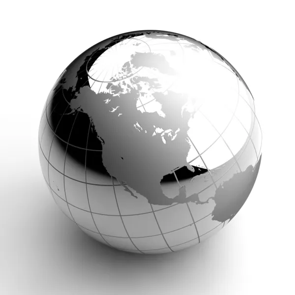 Chrom Globus auf weißem Hintergrund — Stockfoto
