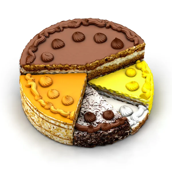 Diagrama del pastel de los diferentes trozos de pastel —  Fotos de Stock