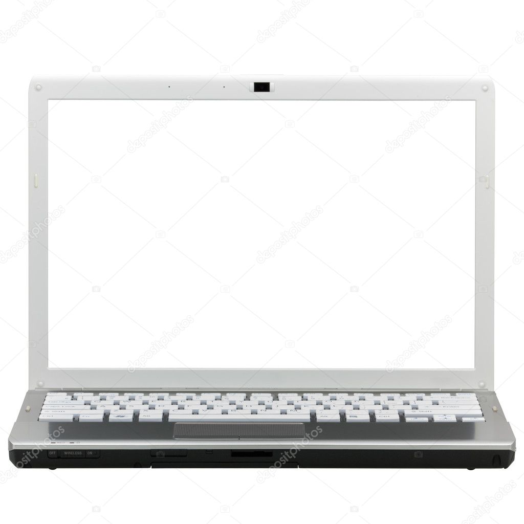 Laptop in front isolated with clipping path over white backgroun