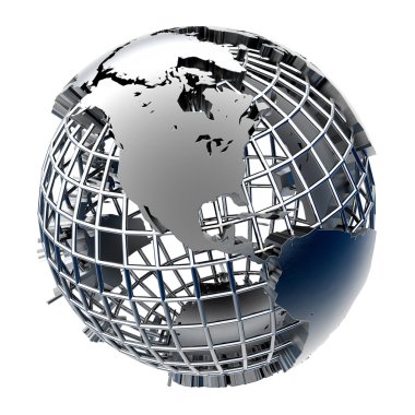 Stylized metal model of the Earth clipart