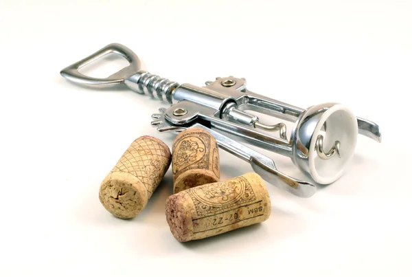 Corks and corkscrew — Stock Photo, Image