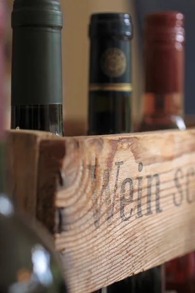 Wine box with bottles — Stock Photo, Image