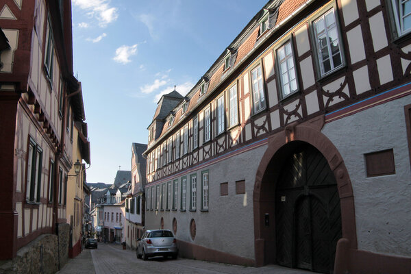 Lane in old town in Idstein in Hesse, Germany