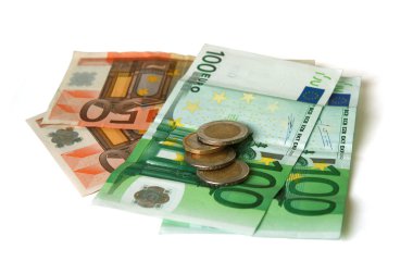 Money euro coins and banknotes clipart