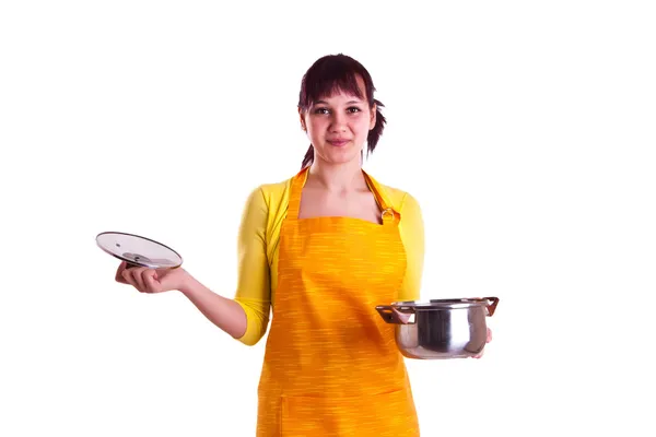 Mujer con una olla —  Fotos de Stock