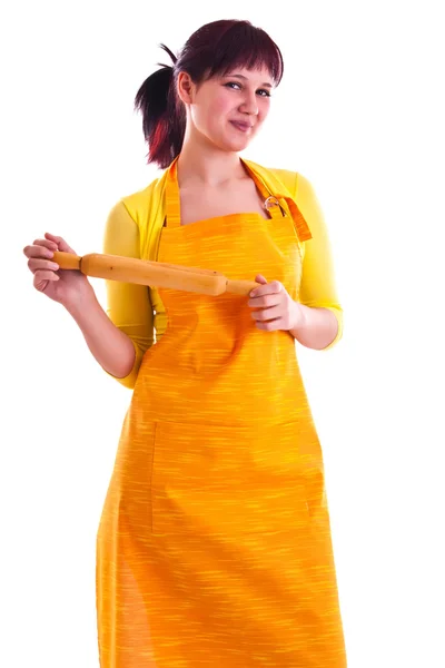 Housewife with a rolling-pin — Stock Photo, Image