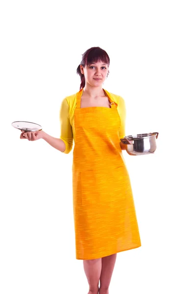 Woman with a pot — Stock Photo, Image