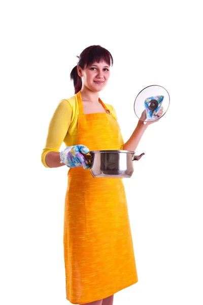 Woman with a pot — Stock Photo, Image