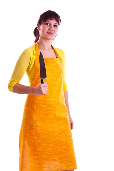 Housewife with a knife — Stock Photo, Image