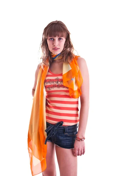 Donna con sciarpa — Foto Stock