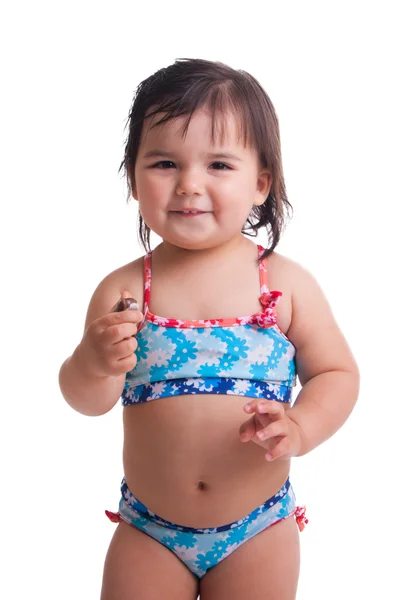 Liten flicka i simning kostym — Stockfoto