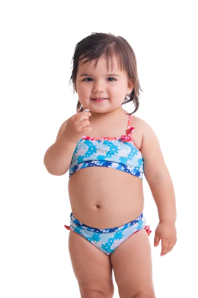 Liten flicka i simning kostym — Stockfoto