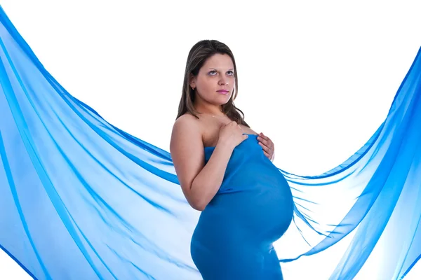 Pregnant young woman in fabric — Stock Photo, Image