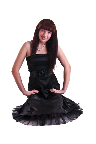 Жінка в чорній сукні — стокове фото