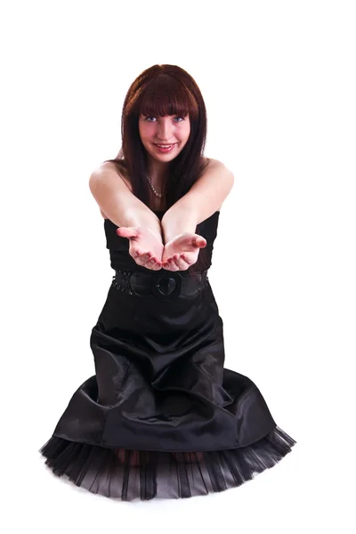 Жінка в чорній сукні — стокове фото