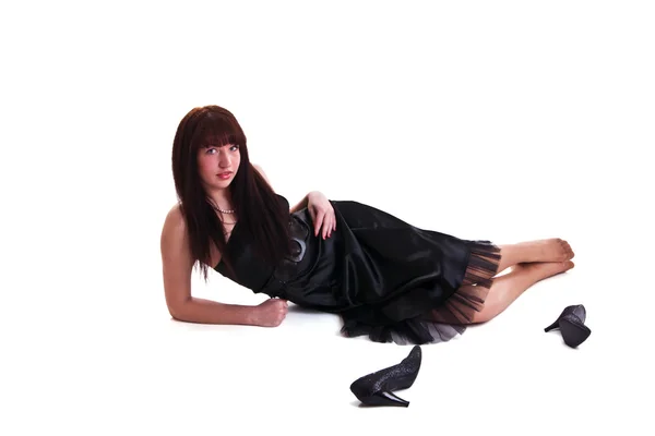 Fekete ruhás nő. — Stock Fotó