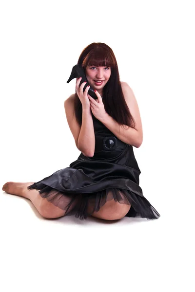 Kobieta w czarnej sukience — Zdjęcie stockowe