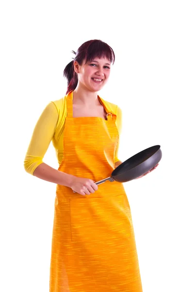 Femme avec une casserole Images De Stock Libres De Droits