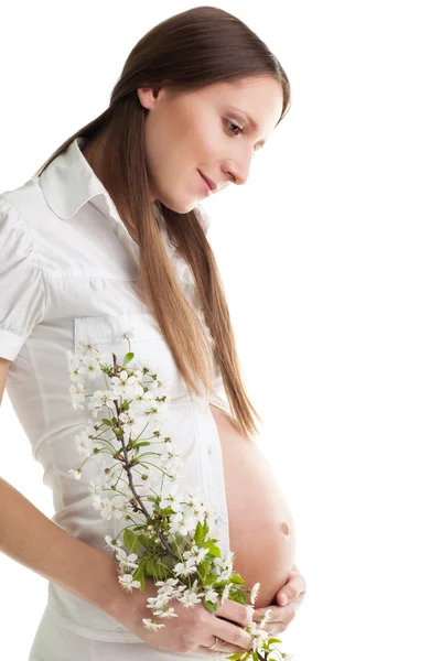 Feliz mujer cariñosa esperando bebé — Foto de Stock