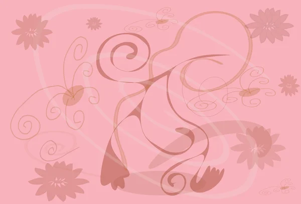 Plante avec couleur sur fond rose — Image vectorielle