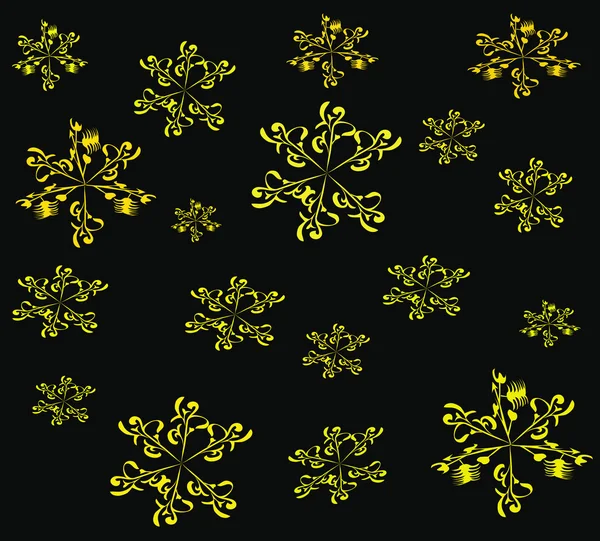 Flocons de neige sur fond noir — Image vectorielle