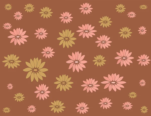 Blomster på brun bakgrunn – stockvektor