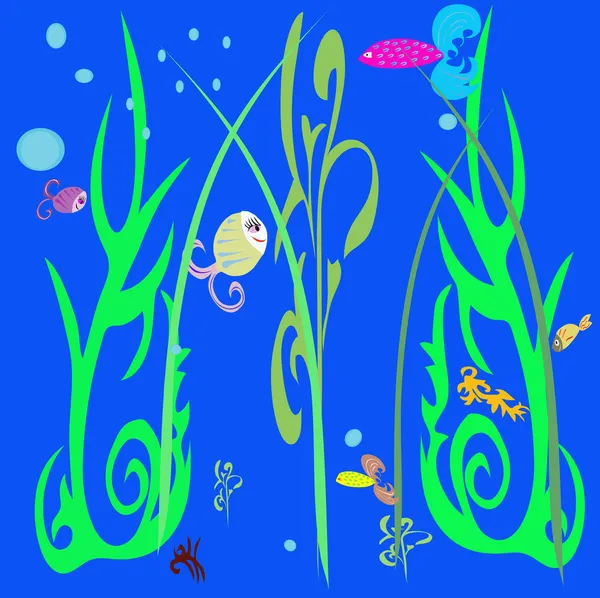 Undersea world with fish — Stock Vector