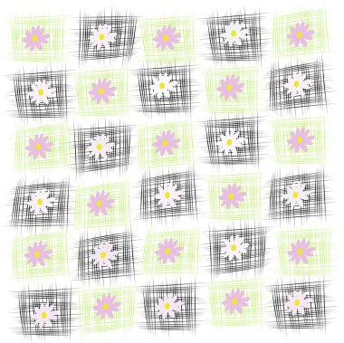Black and green squares with flower clipart