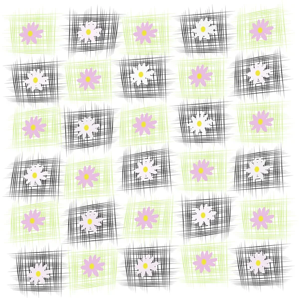 Fekete és zöld négyzet virággal Stock Illusztrációk
