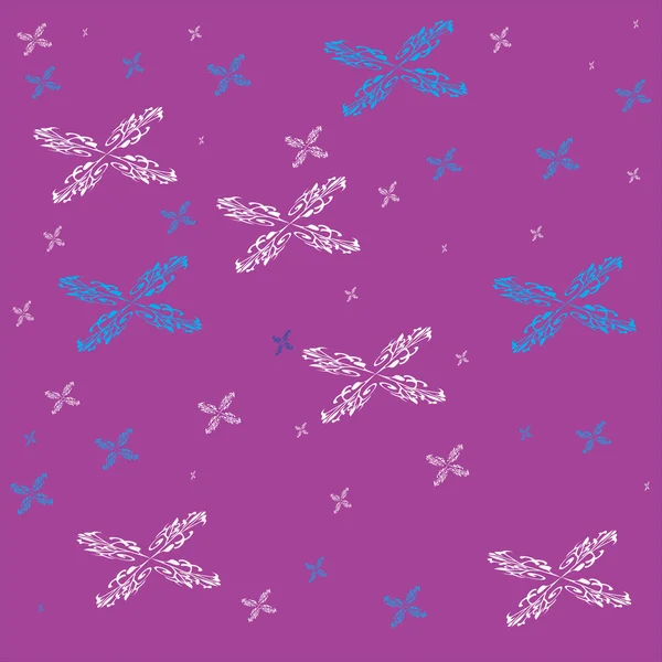 薄紫色の背景に白と青の雪片 — ストックベクタ