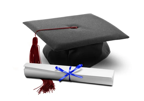 Maturitní klobouk a diplom — Stock fotografie