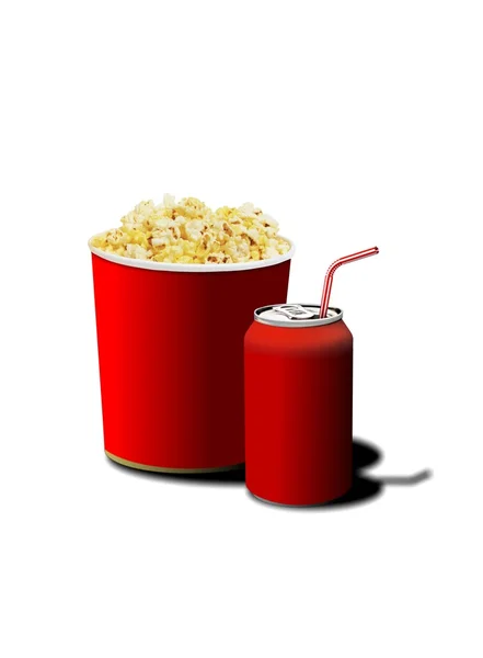 Popcorn en soda — Stockfoto