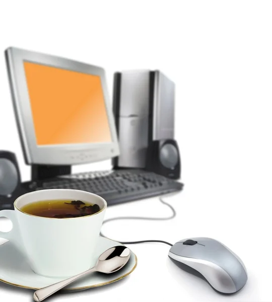 Computer tea break — Stock Photo, Image