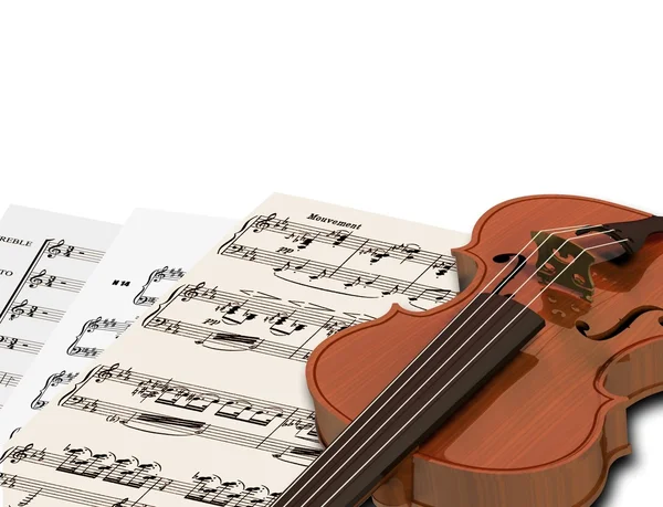 音乐笔记和小提琴 — 图库照片