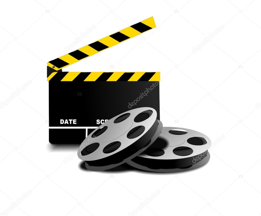 Movie reel and clapper
