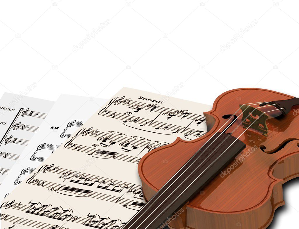 Music notes and violin