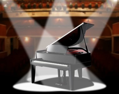 Piano in concert hall clipart