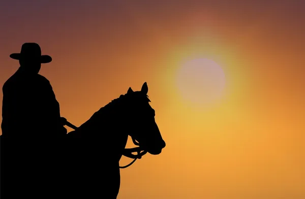 Sonnenuntergang-Cowboy — Stockfoto
