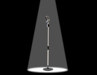 Microphone under spotlight clipart