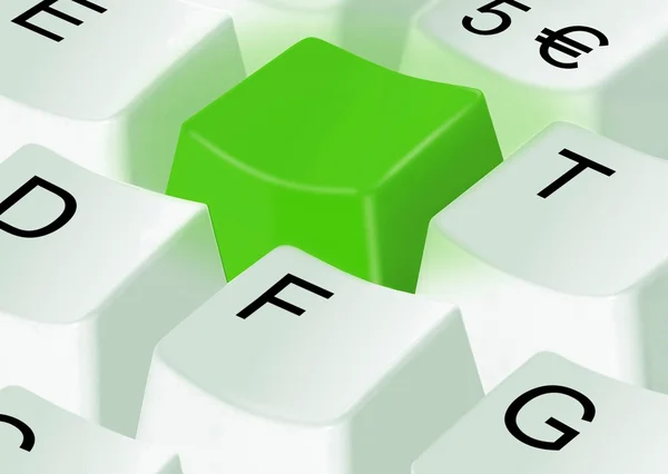 Green computer key — Stock Photo, Image