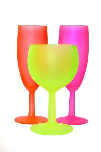 stock image Three fluo-coloured glasses