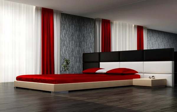 Modern interiör av ett sovrum. — Stockfoto