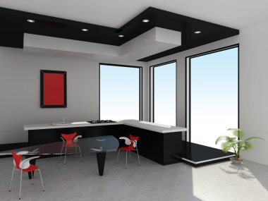 Modern interior of kitchen. clipart