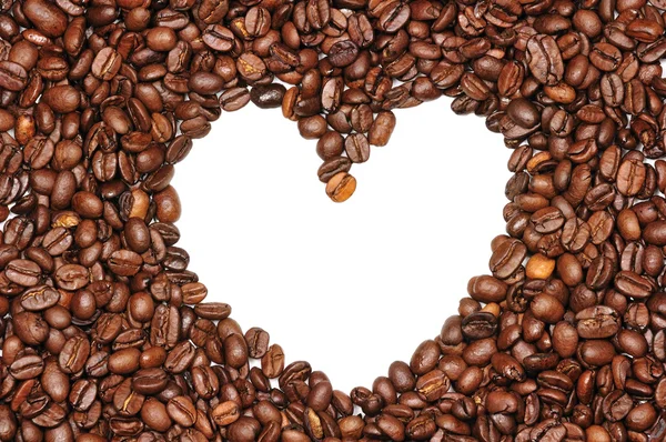 Hjärtat i kaffebönor — Stockfoto