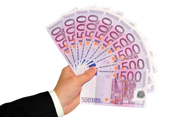 Hand mit Euro-Banknoten — Stockfoto