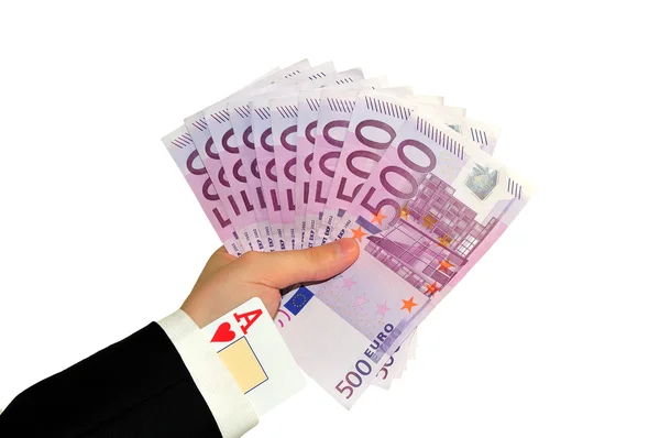 Hand with money and as — Stock Photo, Image