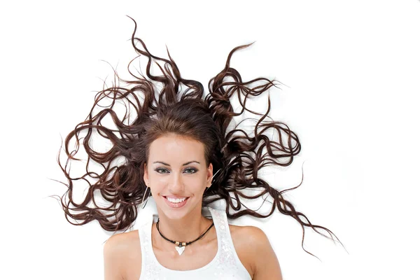 The girl with scattered hair Stock Photo