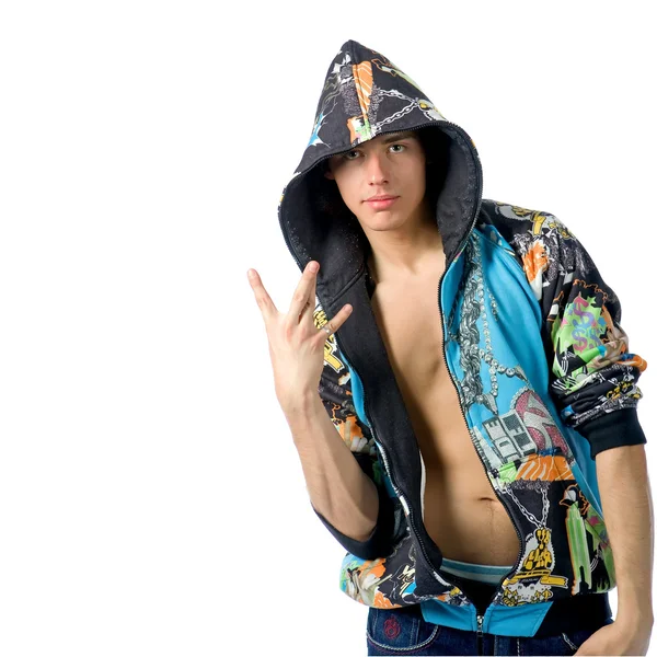 The young man in rapper clothes — Stock Photo, Image