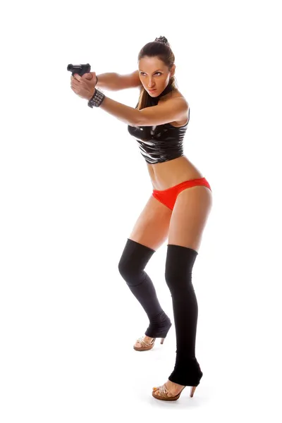 stock image Sexy woman with gun